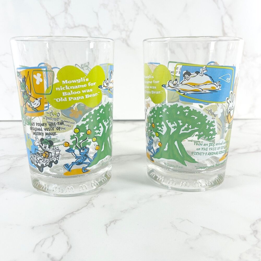 Two Vintage 1998 McDonalds Disney Glasses Animal Kingdom 25th Anniversary